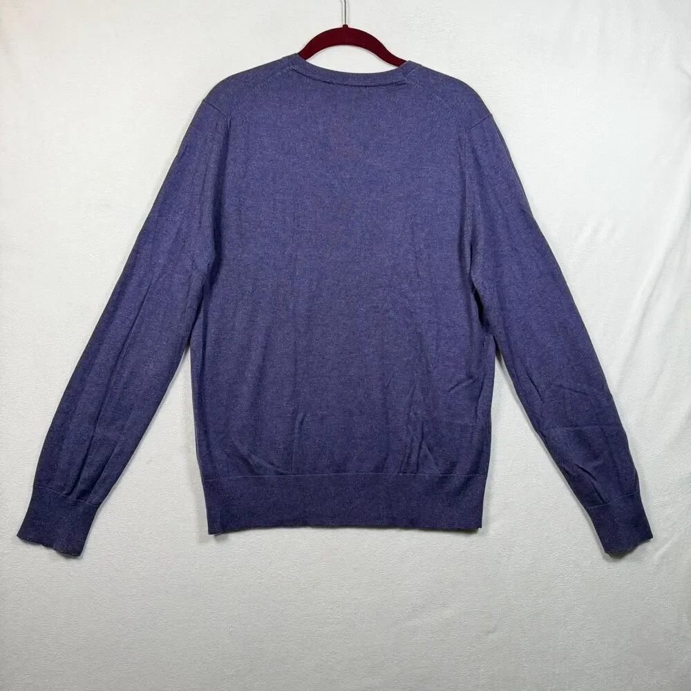 Banana Republic Men’s Purple V Neck Silk Cashmere Blend Sweater Size Small